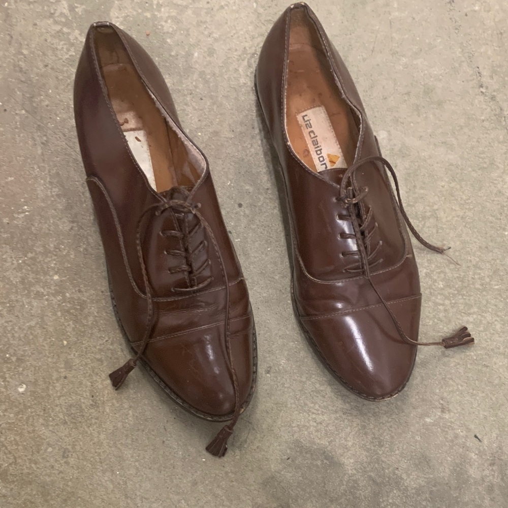 Vintage 90s Liz‎ Claiborne Dark Oxford Brown Leather Shoes